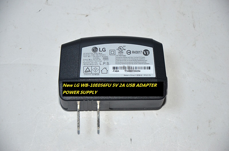 New 5V 2A USB LG WB-10E056FU ADAPTER POWER SUPPLY